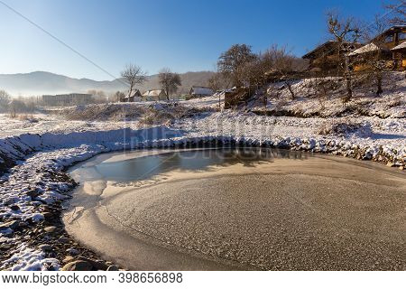 Beautiful Sunny Winter Landscape At Caucasus Mountains.