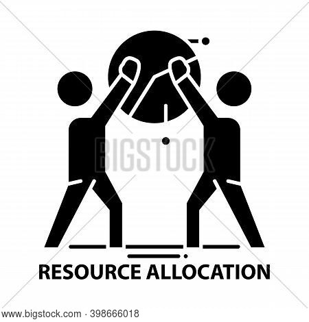 Resource Allocation Icon, Black Vector Sign With Editable Strokes, Concept Illustration