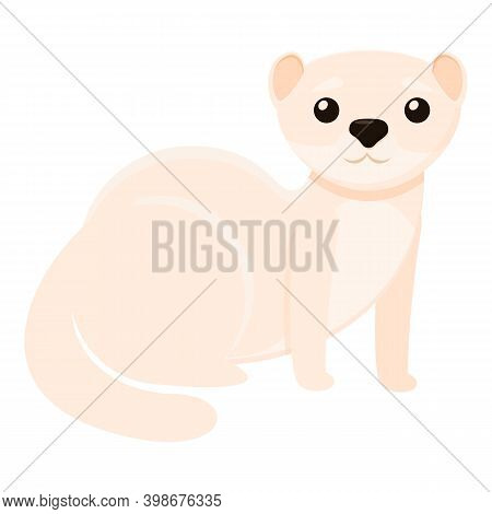 White Cute Mink Icon. Cartoon Of White Cute Mink Vector Icon For Web Design Isolated On White Backgr