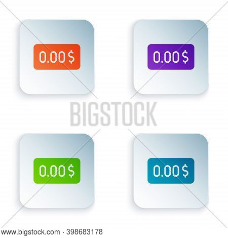Color Zero Cost Icon Isolated On White Background. Empty Bank Account. Set Colorful Icons In Square 