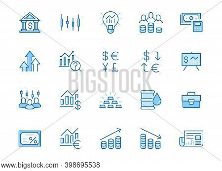 Investment Line Icon Set. Stock Market, Bond, Financial Analysis, Broker, Income Increase Minimal Ve