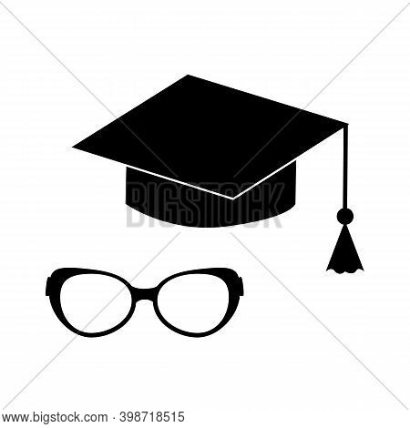 Square Academic Cap With Glasses , Oxford Cap Vector Abstract Image