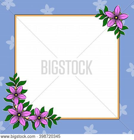 Decorative Frame With Flowers.
Colorful Floral Border. Corner Ornament Of Stylized Flowers. Greeting