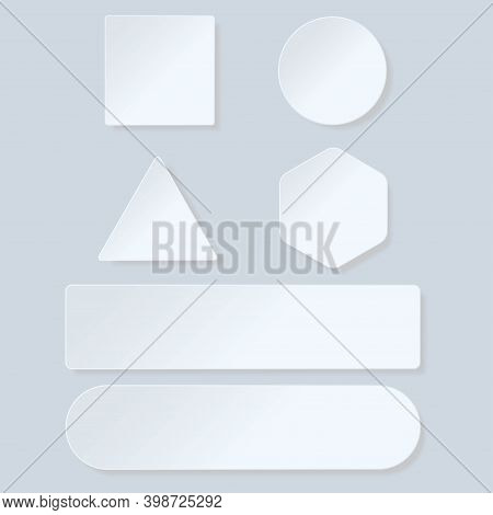 Set Of Blank Buttons Icon. Template Design For Banners, Web Or Mobile App. Various Type Of Paper But