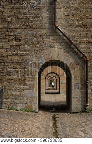 Morlaix, France - August 28, 2019: Looking Through The Arches In The Columns On The Top Of Morlaix V