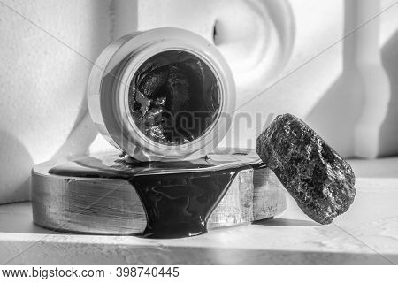 Black Mask With Crub By Activated Charcoal Powder And Caviar