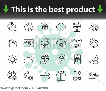 Weather Set Of Icons, Icons Such As Weather Forecast And Clouds, Wind, Rain, Snow, Weather Settings