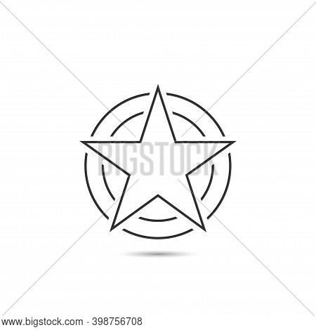 Siple Star On White Background. Thin Line Style, Glory Symbol, Luxury Sign