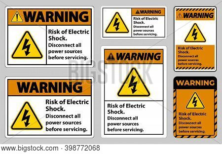 Warning Risk Of Electric Shock Symbol Sign Isolate On White Background