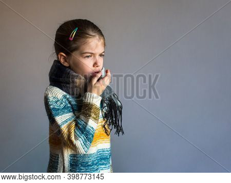 A Little Girl Coughs, Cold And Flu.
