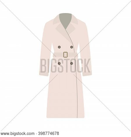 Business Woman Trench Icon. Flat Color Design. Vector Illustration.