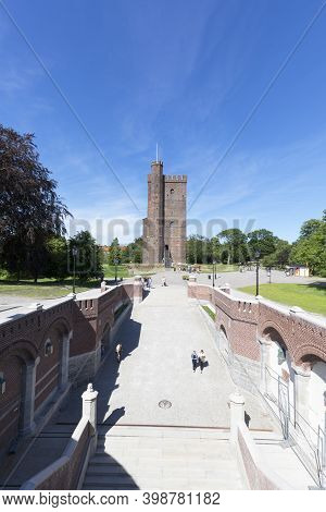 Helsingborg, Sweden - June 23, 2019: Medieval Tower Karnan, Part Of A Danish Fortress On The Baltic 