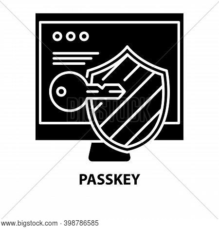 Passkey Icon, Black Vector Sign With Editable Strokes, Concept Illustration