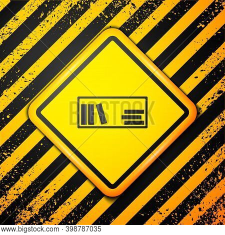 Black Shelf With Books Icon Isolated On Yellow Background. Shelves Sign. Warning Sign. Vector Illust