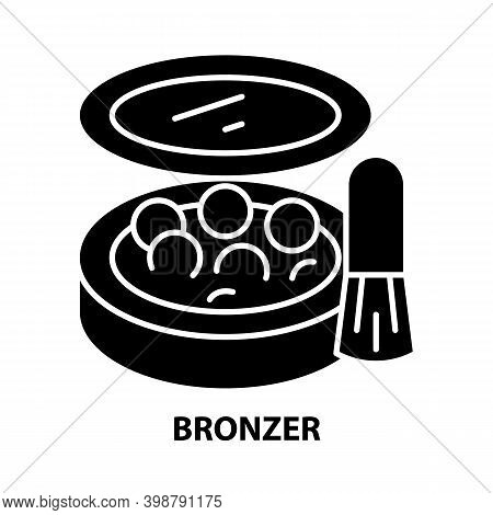 Bronzer Icon, Black Vector Sign With Editable Strokes, Concept Illustration