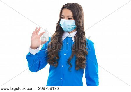Child Presenting Nasal Spray. Runny Nose Coronavirus Symptom. Flu Sars Therapy. Covid Symptomatic Tr