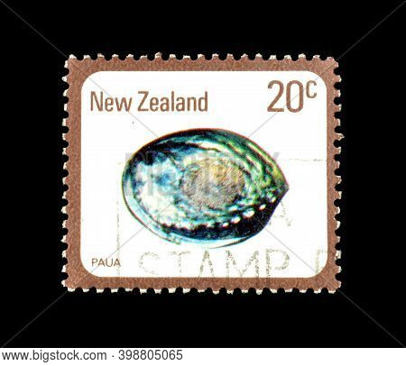New Zealand - Circa 1980 : Cancelled Postage Stamp Printed By New Zealand, That Shows Paua Sea Snail