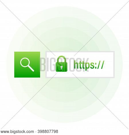 Secure Of Link Green Search System On White Background. Vector Illustration.