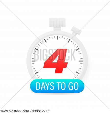 Four Days To Go Timer Icon On White Background.