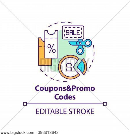 Coupons And Promo Codes Concept Icon. Shopping Tip Idea Thin Line Illustration. Extra Discount On Ne