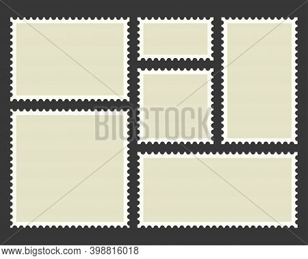 Postage Stamps Template. Blank Rectangle And Square Postage Stamps.