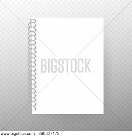 Blank Realistic Spiral Notepad Notebook Isolated On White Vector.