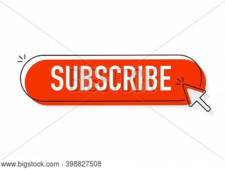 Red Rounded Subscribe Button On White Background