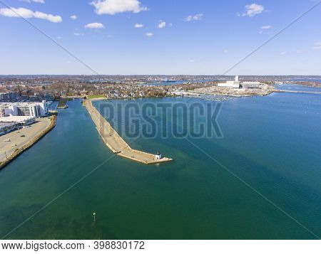 Aerial View Of Derby Wharf Lighthouse In Salem Maritime National Historic Site At Salem Harbor In Ci