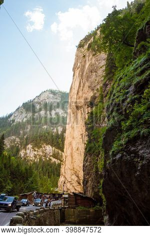 Bicaz Gorges, Romania - August, 2019 : Tourists Visit The Bicaz Canyon. Bicaz Key Is One Of The Most