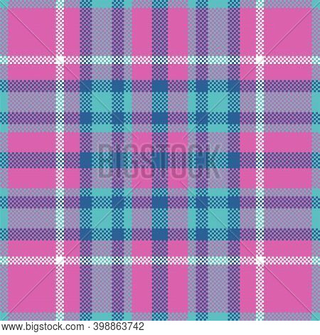 Pixel Background Vector Design. Modern Seamless Pattern Plaid. Square Texture Fabric. Tartan Scottis