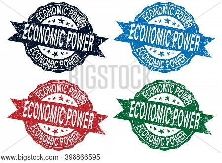 Economic Power Stamp Set Colored Stamps On A White Background