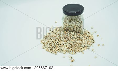 Job's Tears, Also Known As Adlay And Coix On White Background. Popular In Asian Cultures As A Food S