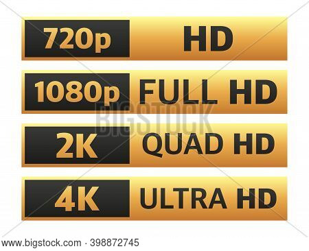 Modern Tv Full Hd 4k, Great Design For Any Purposes. Set Technology Signs. Vector Illustration.