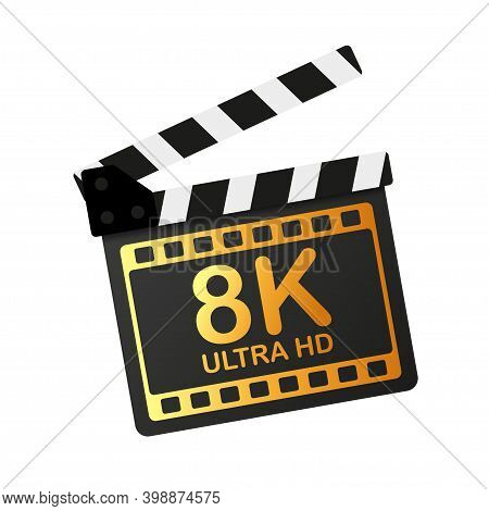Modern Movie Full Hd 8k, Great Design For Any Purposes. Technology Film Industry Signs. Vector Illus