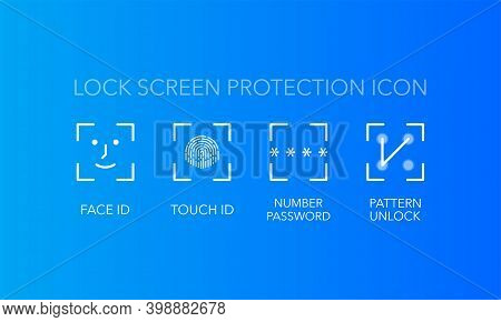 Lock Screen Protection Icon. Lock Screen Protection For Mobile App Design.