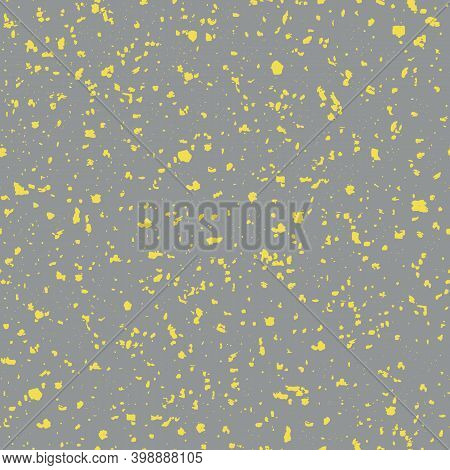 Gray And Yellow Hand Crafted Terrazzo Pattern Background. Backdrop Of Dense Coarse Grained Stone Gra