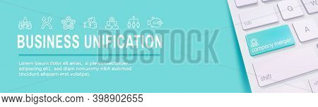 Companies Merging Together, One Buying Out The Other & Icon Set Header Banner
