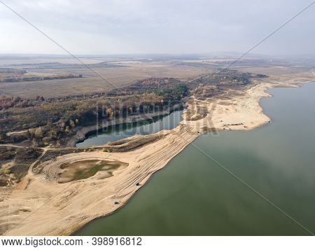 Aerial View Of Pyasachnik (sandstone) Reservoir, Sredna Gora Mountain, Plovdiv Region, Bulgaria