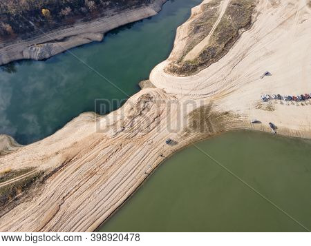 Aerial View Of Pyasachnik (sandstone) Reservoir, Sredna Gora Mountain, Plovdiv Region, Bulgaria
