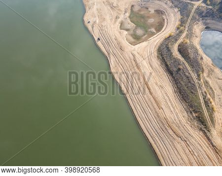 Aerial View Of Pyasachnik (sandstone) Reservoir, Sredna Gora Mountain, Plovdiv Region, Bulgaria