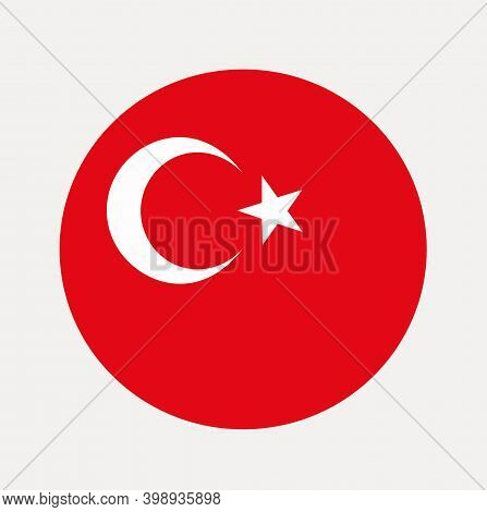 The National Flag Of Turkey In A Circle.