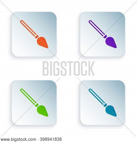 Color Handle Broom Icon Isolated On White Background. Cleaning Service Concept. Set Colorful Icons I