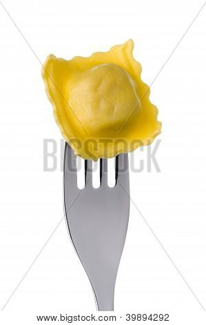 Ravioli Pasta On A Fork