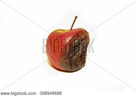 One Rotten And Uneatable Apple. Isolated On A White Background.