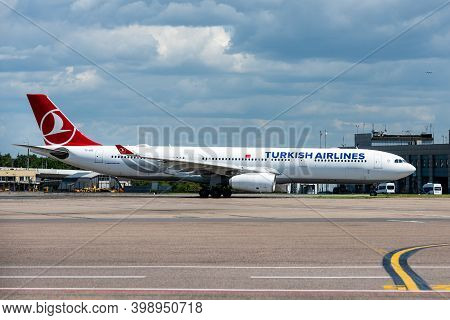 July 2, 2019, Moscow, Russia. Airplane Airbus A330-300 Turkish Airlines At Vnukovo Airport In Moscow