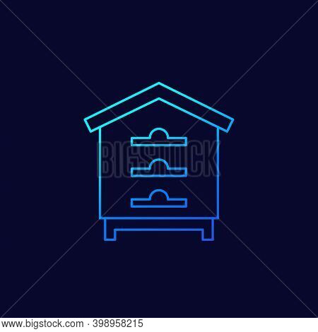 Hive, Bee House Vector Linear Icon, Eps 10 File, Easy To Edit