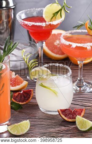 Drinks And Cocktails With Tequila-based Different Citrus Fruits