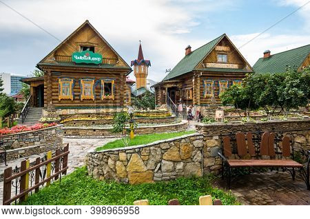 Kazan, Russia - July 16, 2018: View Of Tugan Avylym Restaurant Village. It Opened In The Year Of Cel