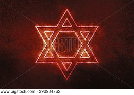 Jewish Star Of David Six Pointed Star, red Symbol, Space Background