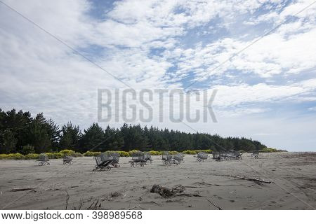 Christchurch New Zealand - November 20 2020; Fishing And Whitebaiting At Waimakariri River Mouth.